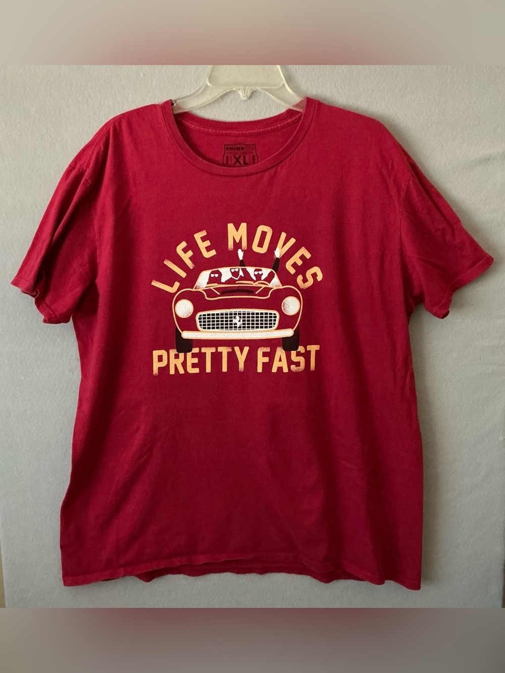 Snorg tees Ferris Bueller Shirt XL Red Life Moves Pretty Fast Car Graphic Tee
